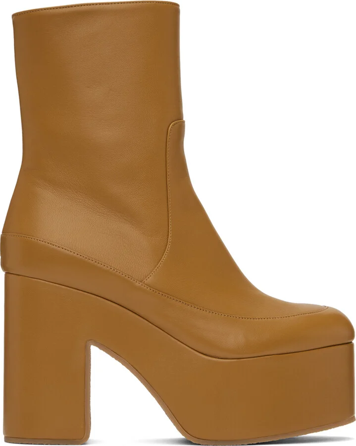 Dries Van Noten Yellow Heeled Leather Boots