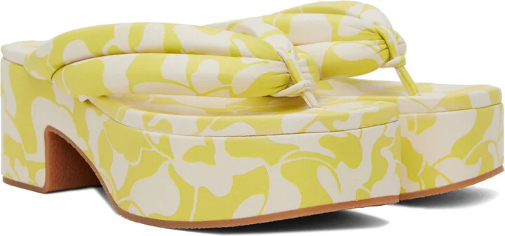 Dries Van Noten Yellow Platform Thong Sandals - Image 4