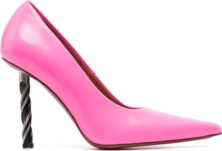 Drill-Heel Leather Pumps