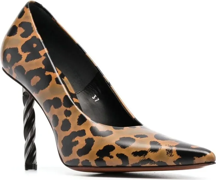 Drill-Heel Leopard-Print Pumps - Image 2