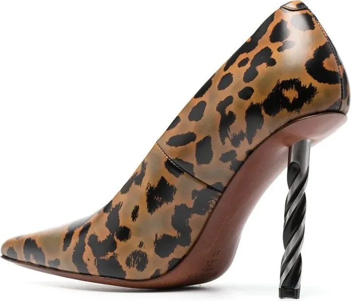 Drill-Heel Leopard-Print Pumps - Image 3