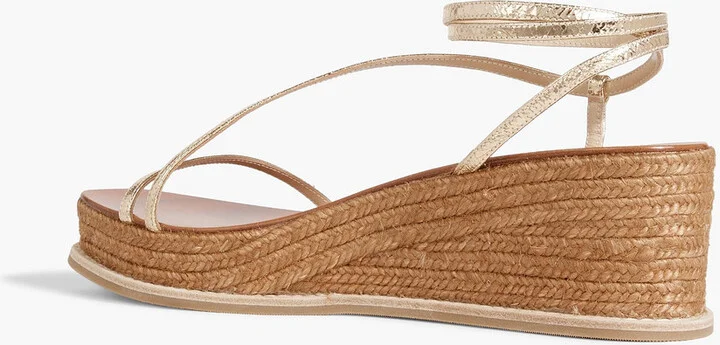 Drive 60 metallic cracked-leather wedge sandals - Image 3