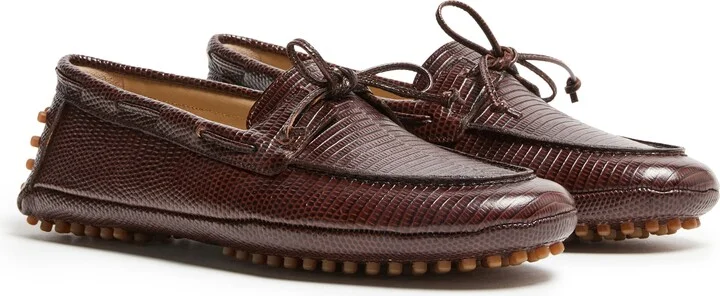Driver calf snake effect leather moccasins - Image 3