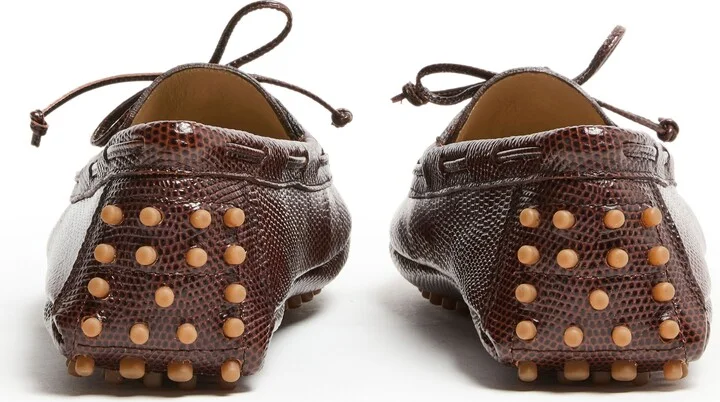 Driver calf snake effect leather moccasins - Image 4