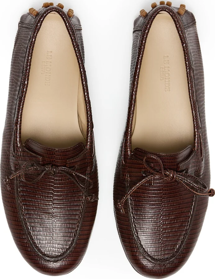 Driver calf snake effect leather moccasins - Image 5