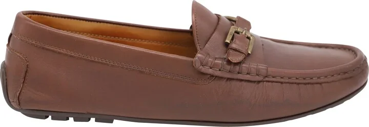 Driver Shoes with Buckle in Brown Leather