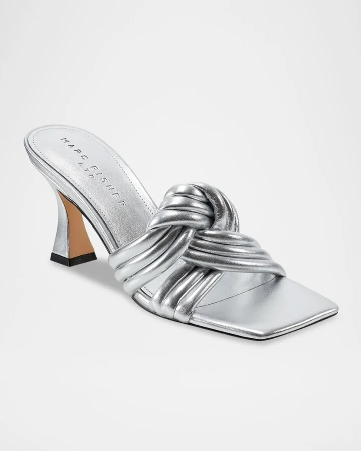 Dru Leather Knot Slide Sandals - Image 4