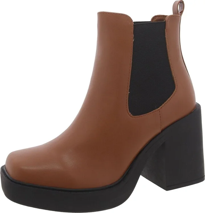 Dru Womens Faux Leather Booties Chelsea Boots
