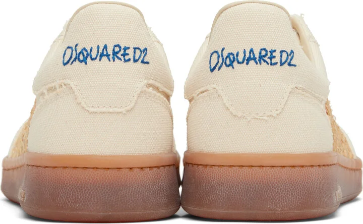 Dsquared2 Beige Summer Lovers Raffia Boxer Sneakers - Image 2