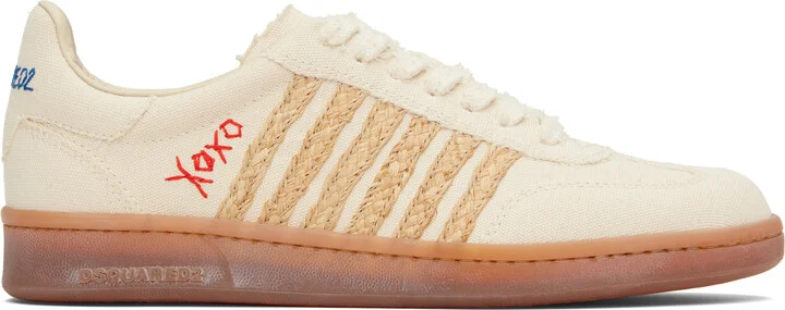 Dsquared2 Beige Summer Lovers Raffia Boxer Sneakers