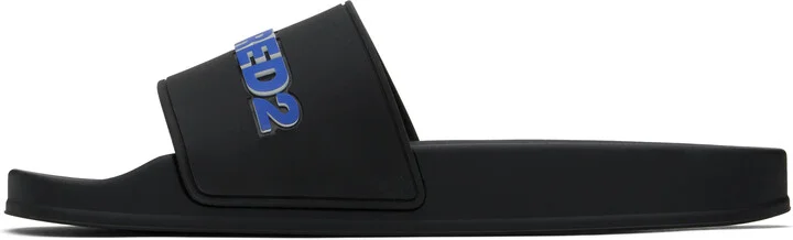 Dsquared2 Black 'DSQUARED2' Logo Pool Slides - Image 3