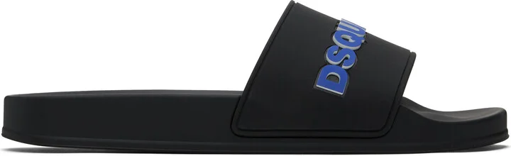 Dsquared2 Black 'DSQUARED2' Logo Pool Slides