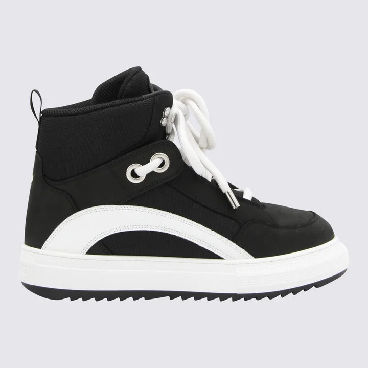 DSQUARED2 Black Suede And White Canvas Sneakers