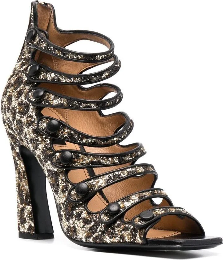 DSQUARED2 Glitter-Embellished Leopard-Print Sandals - Image 2