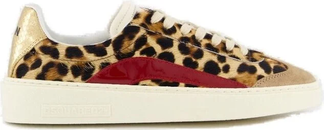 Dsquared2 Leopard Pattern Lace-Up Sneakers