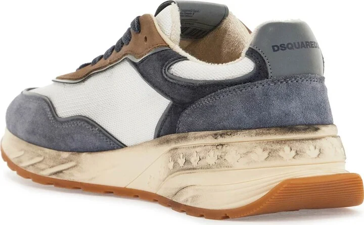 DSQUARED2 low top blue denim sneakers in leather with suede inserts and rubber sole - Image 2