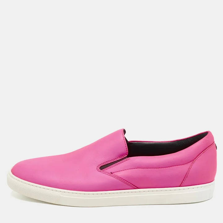 Dsquared2 Neon Pink Leather Slip On Sneakers Size 43