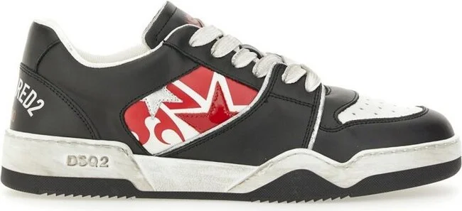 Dsquared2 Spiker Logo Printed Vintage Finish Sneakers