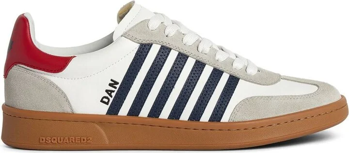 DSQUARED2 White Calfskin 'Boxer' Sneakers
