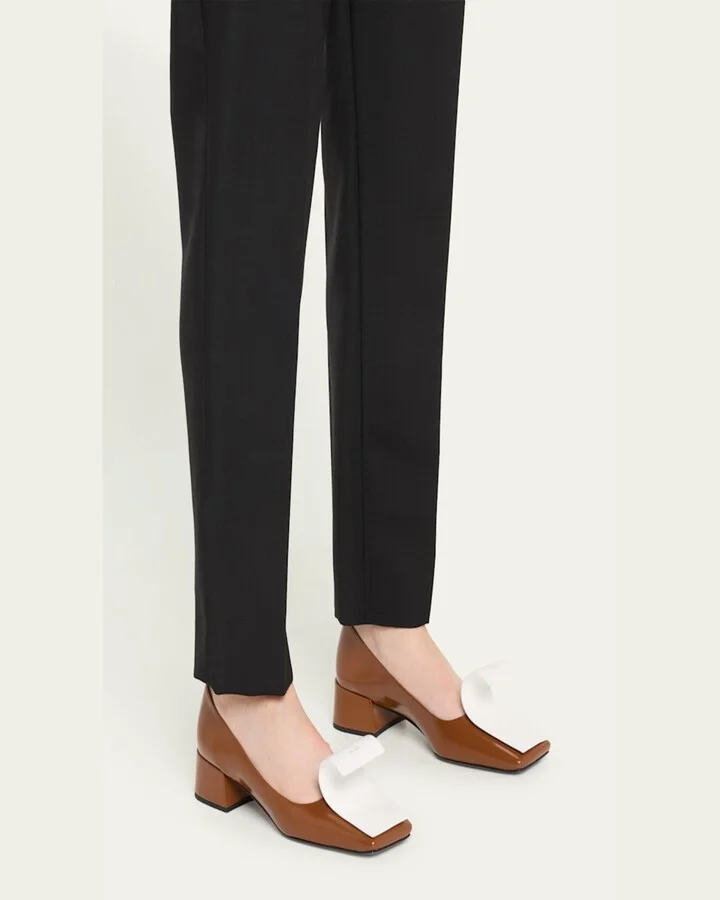 Dual Leather Pumps with Ribbon Detail - Image 5