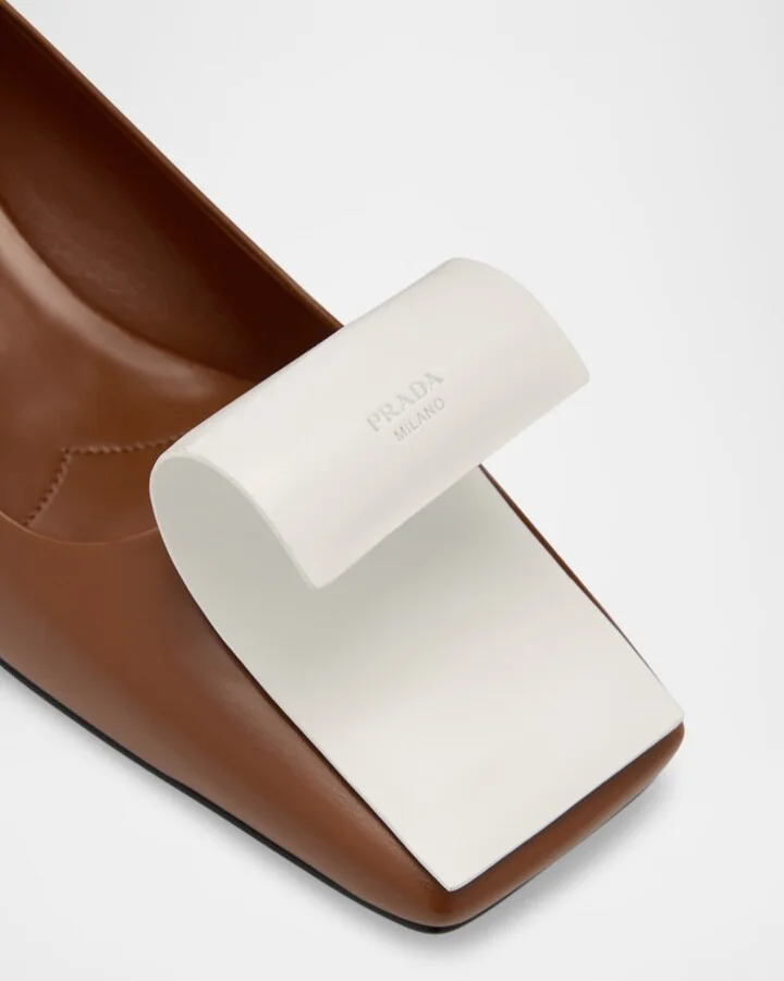 Dual Leather Pumps with Ribbon Detail - Image 3