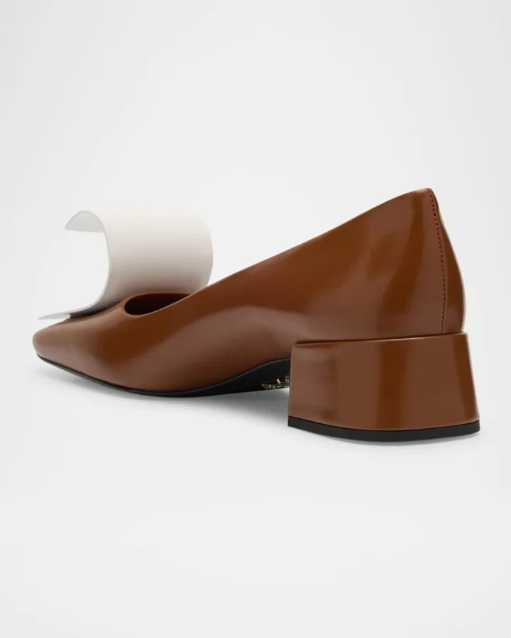 Dual Leather Pumps with Ribbon Detail - Image 4