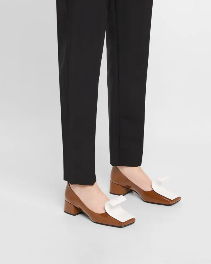 Dual Leather Pumps with Ribbon Detail - Image 8