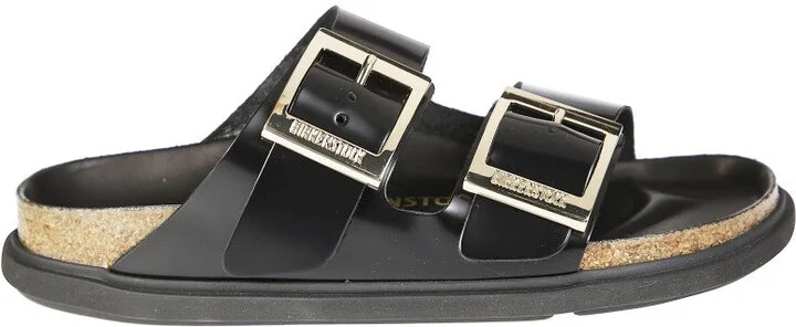 Dual-Strap Black Slide Sandal