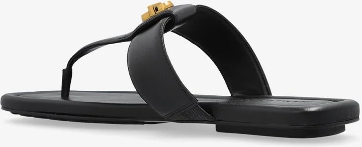 Dual T-Strap Leather Flat Sandals - Image 2