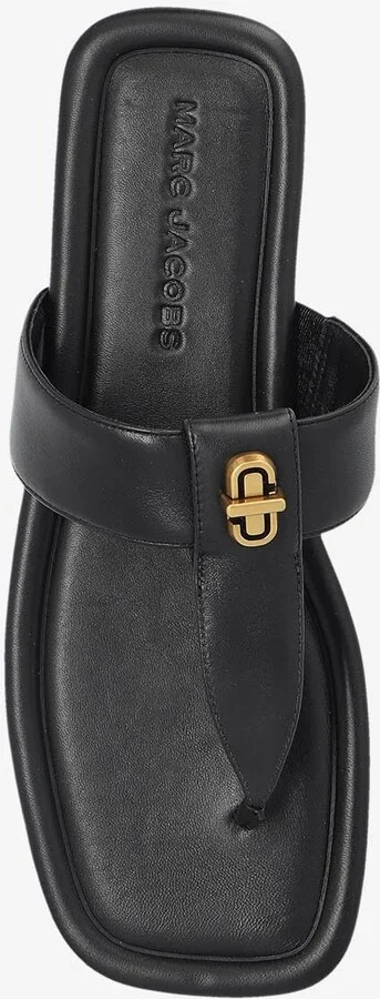 Dual T-Strap Leather Flat Sandals - Image 3