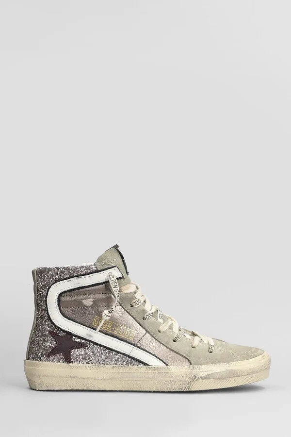 Duble Quarter Sneakers In Grey Suede And Fabric