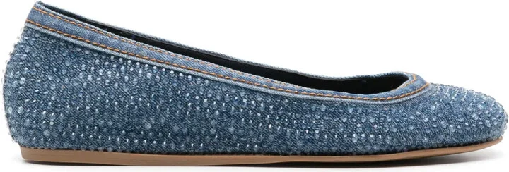 Duchess denim ballerina shoes