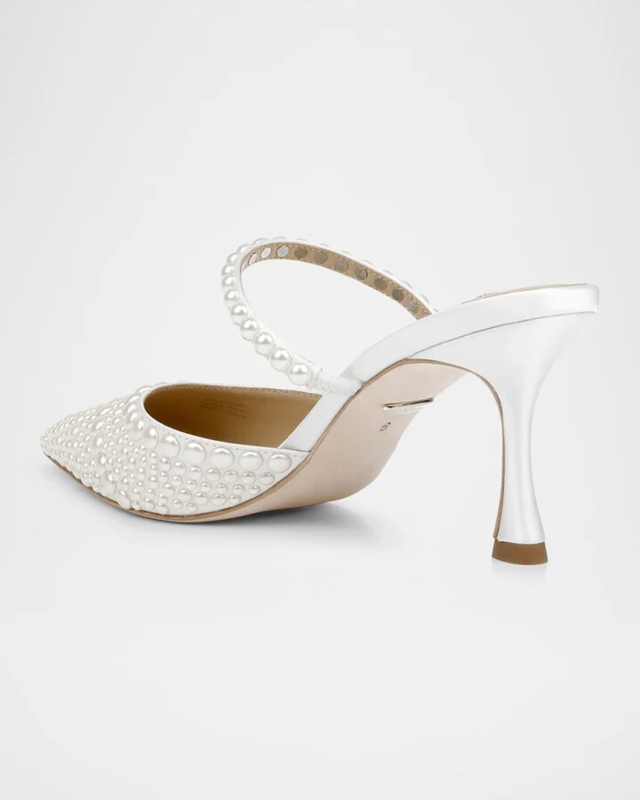 Duchess Pointed Pearly Mule Pumps - Image 3