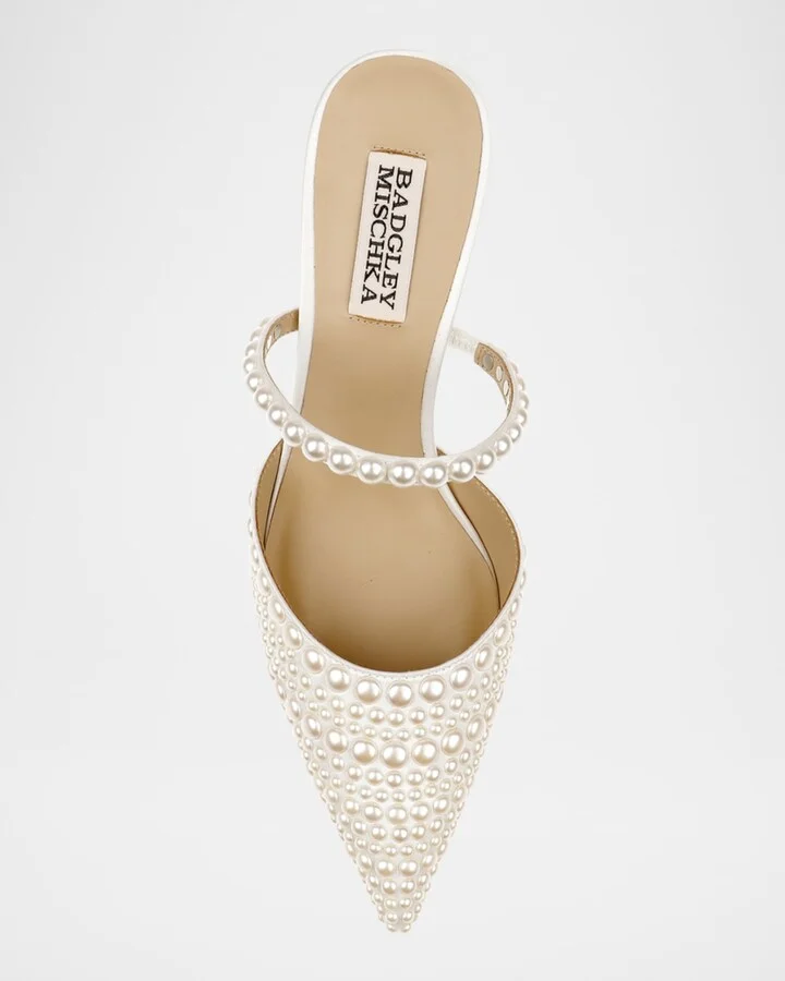 Duchess Pointed Pearly Mule Pumps - Image 6