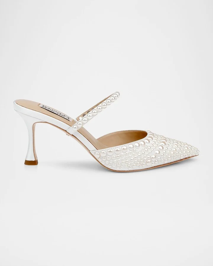 Duchess Pointed Pearly Mule Pumps