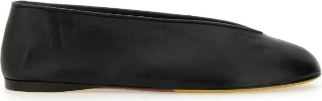 Duck" Dancer Black Leather Flats