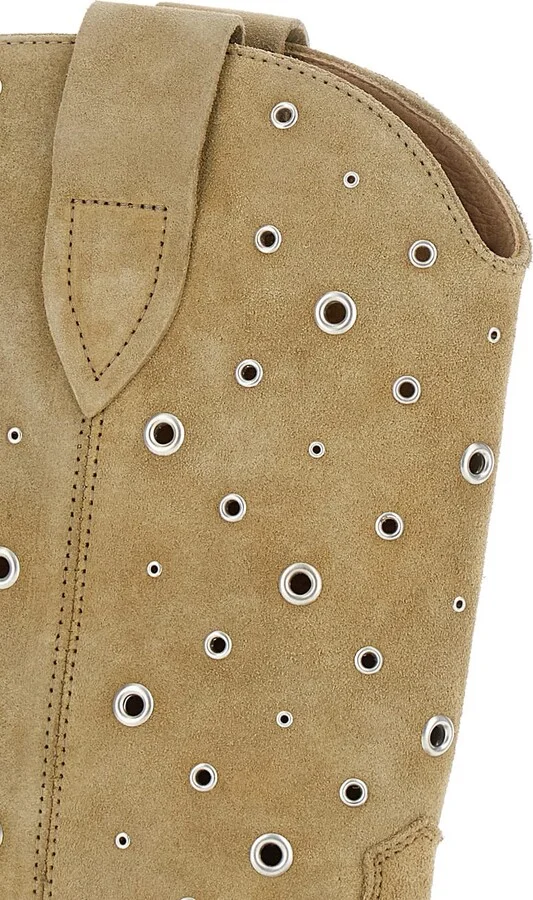'duerto' Beige Western Boots With Studs In Suede Woman - Image 5