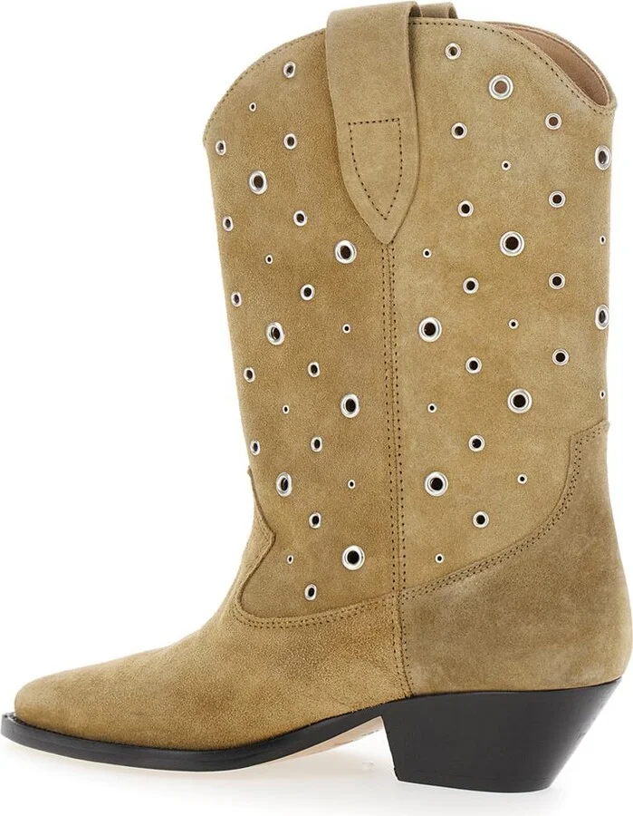 'Duerto' Beige Western Boots With Studs In Suede Woman - Image 3