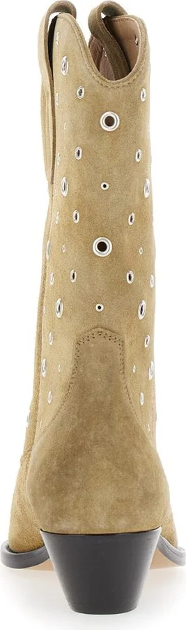 'Duerto' Beige Western Boots With Studs In Suede Woman - Image 4