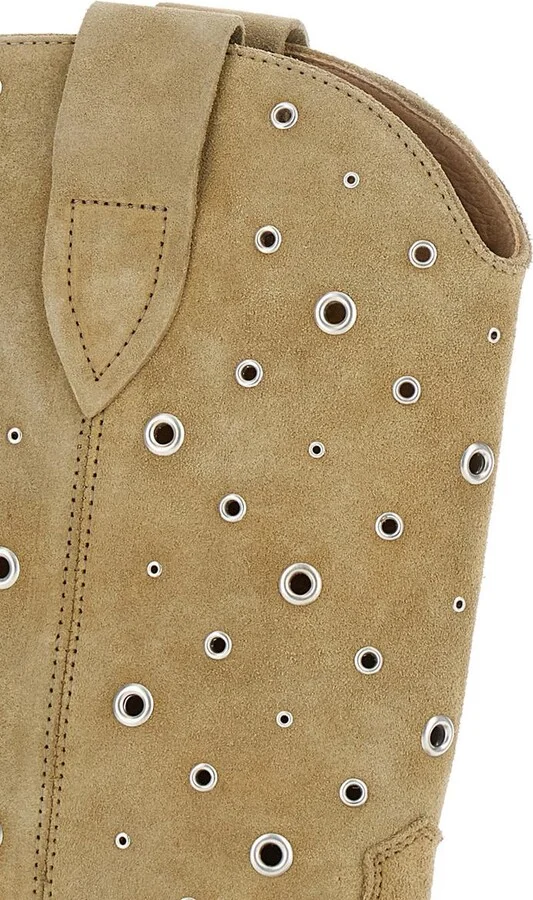 'Duerto' Beige Western Boots With Studs In Suede Woman - Image 5