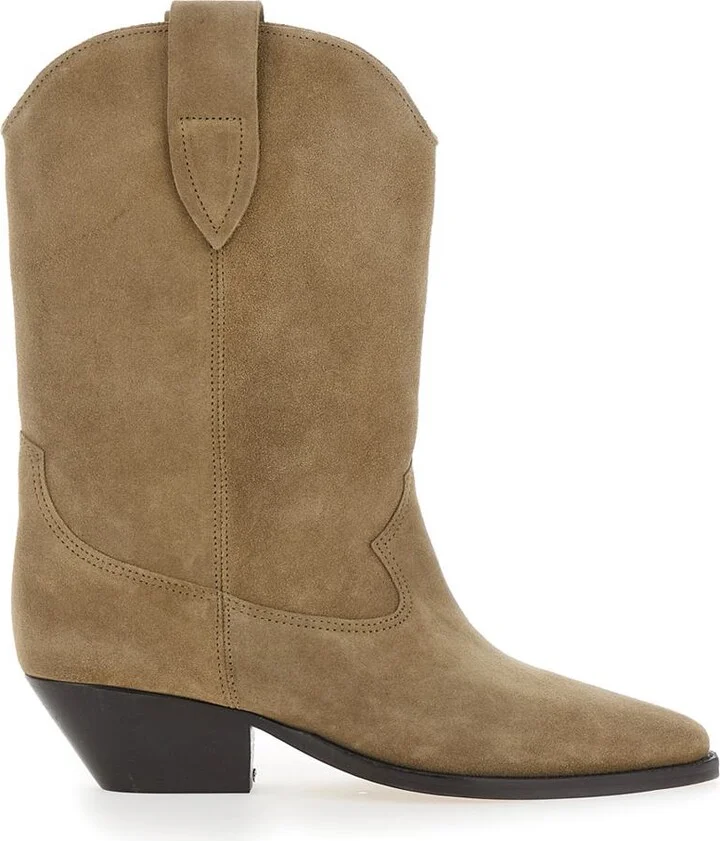 'Duerto' Beige Western Style Boots In Suede Woman Isabel Marant
