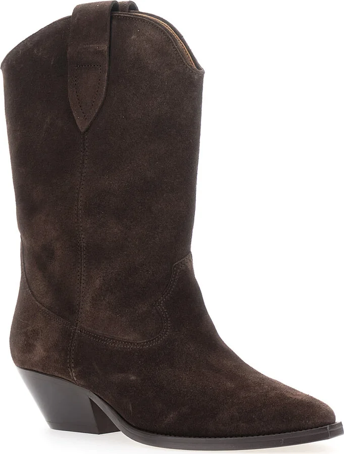'duerto' Brown Ankle Boots With Low Block Heel In Suede Woman - Image 2