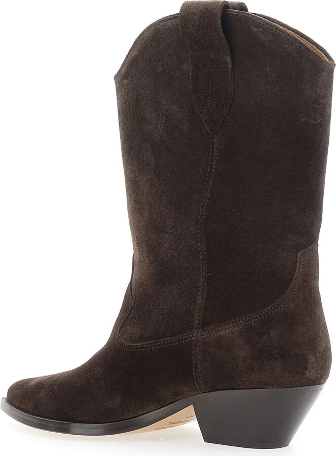 'duerto' Brown Ankle Boots With Low Block Heel In Suede Woman - Image 3