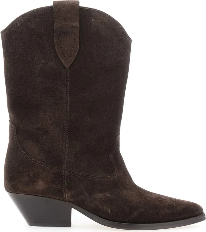 'Duerto' Brown Ankle Boots With Low Block Heel In Suede Woman