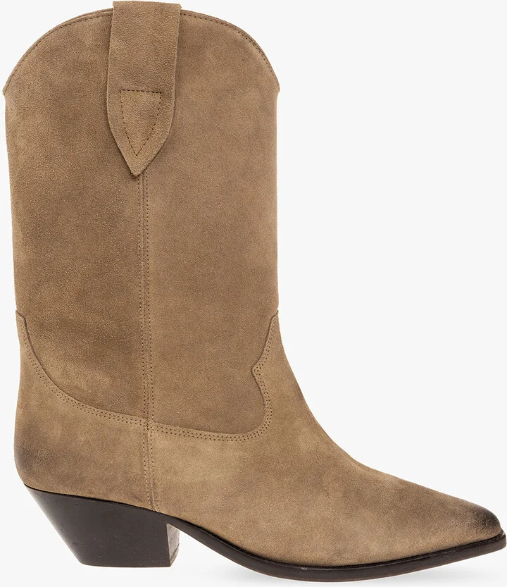 ‘Duerto’ Heeled Ankle Boots, , - Beige