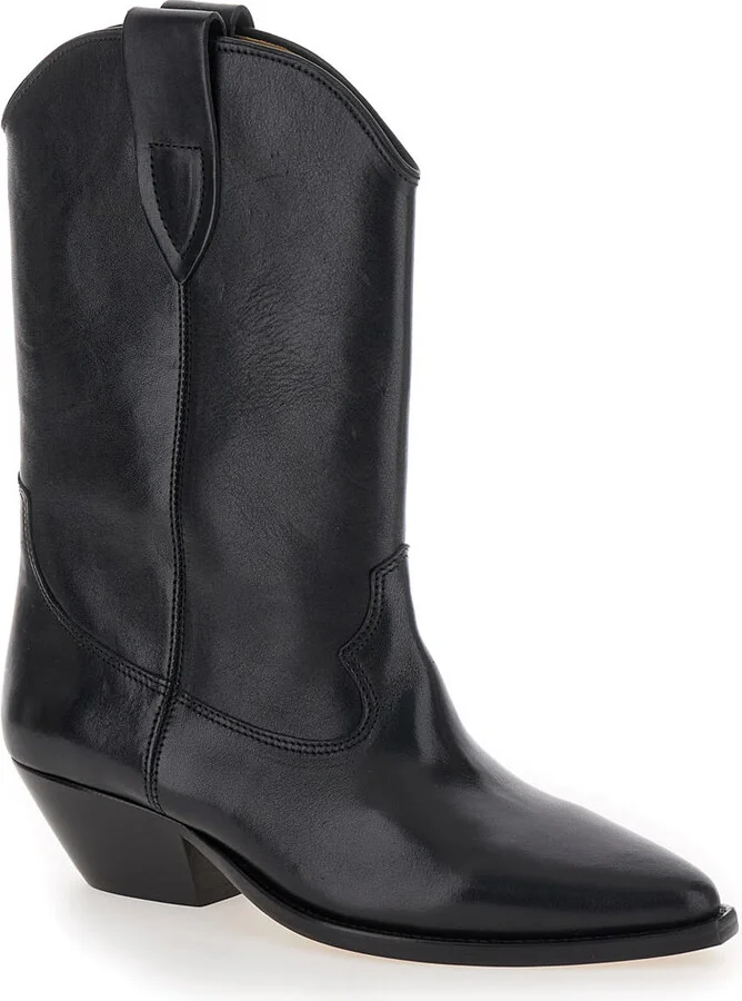 'duetro' Black Ankle Boots With Western Heel In Leather Woman - Image 2