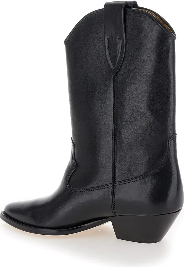 'duetro' Black Ankle Boots With Western Heel In Leather Woman - Image 3