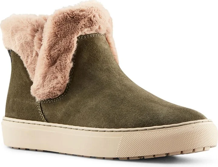 Duffy Womens Faux Leather Faux Fur Trim Ankle Boots