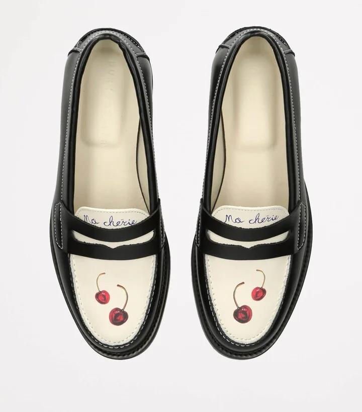 DUKE & DEXTER Leather Cherry Wilde Penny Loafers - Image 4
