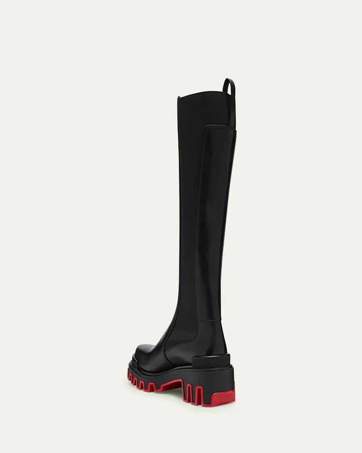 Dune Leather Red Sole Knee Boots - Image 2